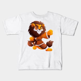 Kung Fu Lion in Kimono Kids T-Shirt